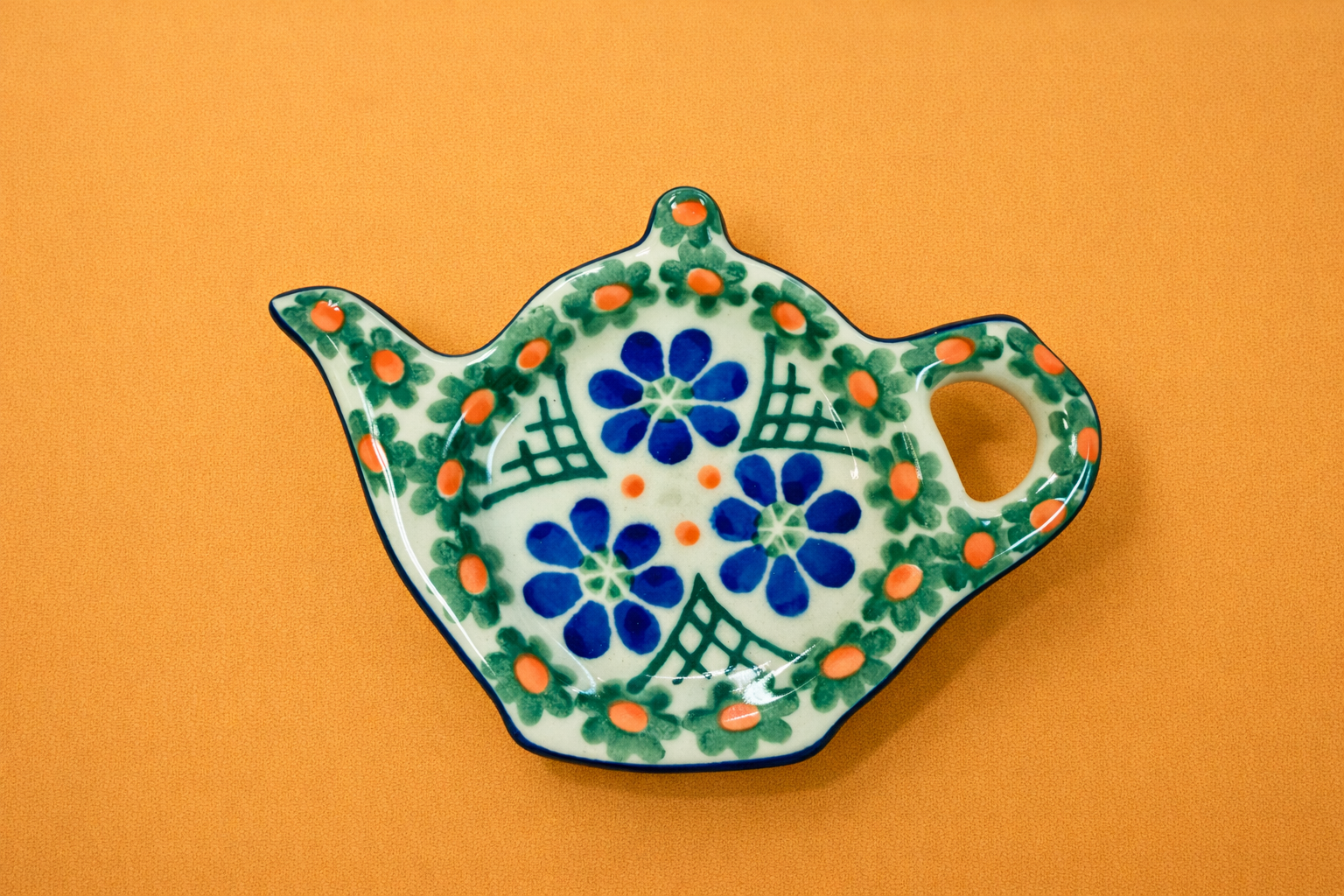 Polish Pottery Traditional(Criss Cross) Tea Bag Holder