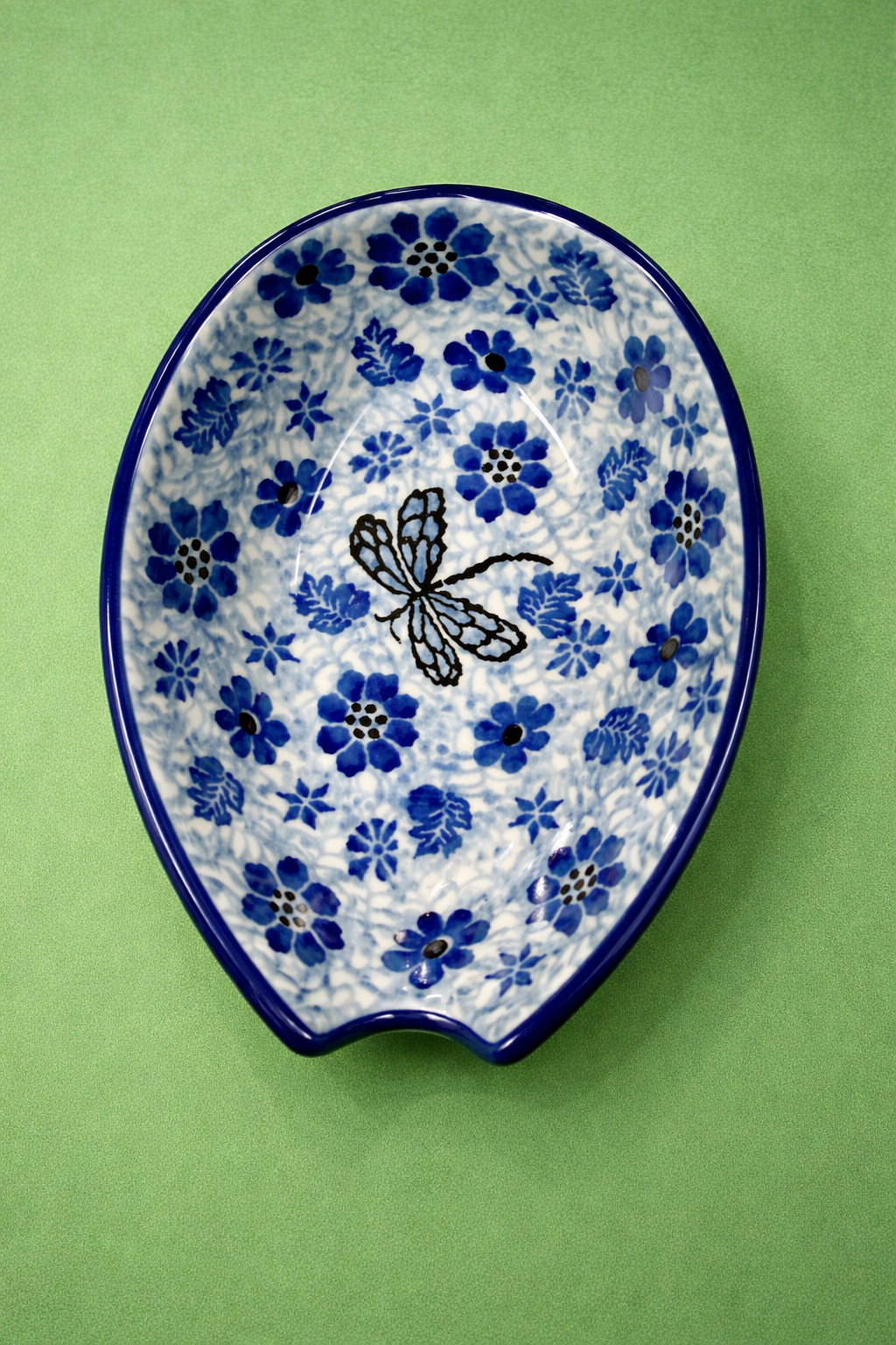Polish Pottery Traditional(Blue Dragonfly) Spoon Rest