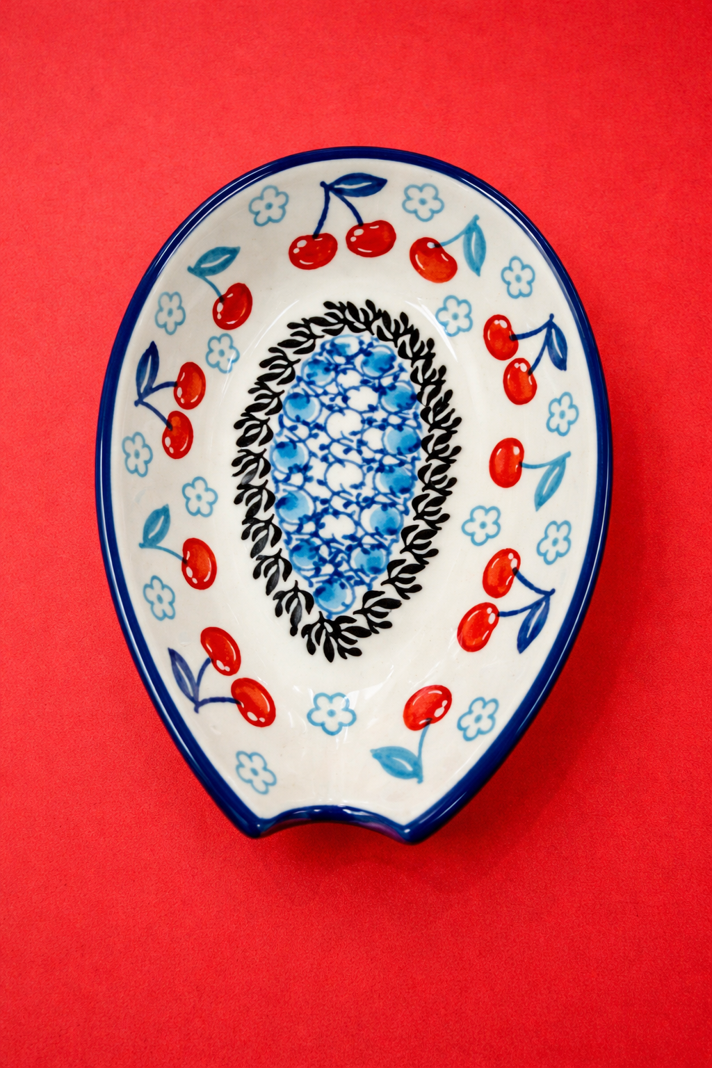 Polish Pottery Traditional(Double Cherry)Spoon Rest