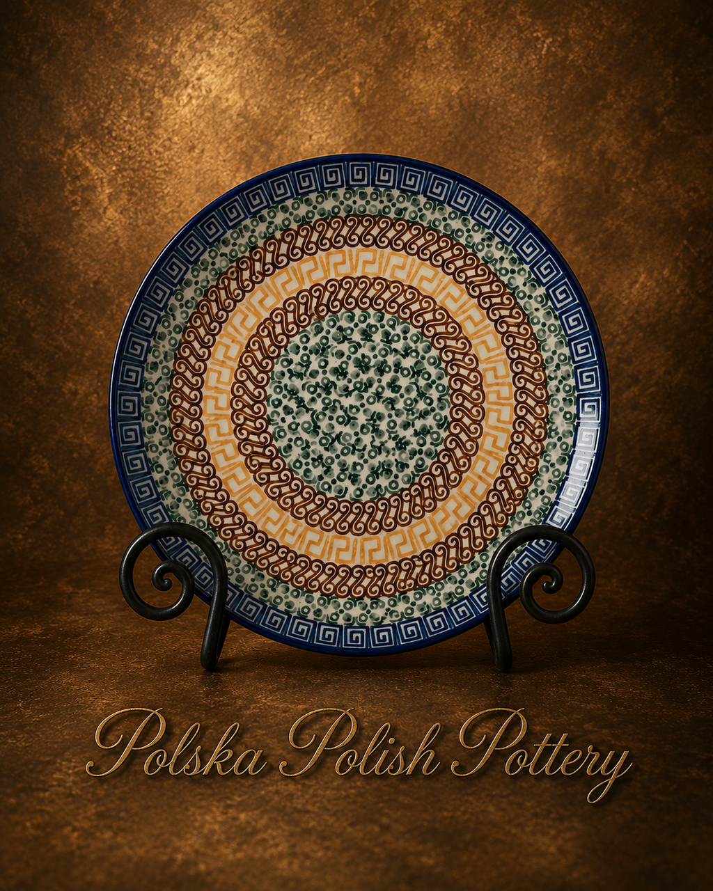 Polish Pottery Salad Plate - Traditional Multi